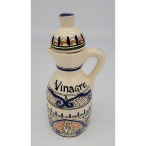 Vintage Ceramic Vinagre Lid Bottle Signed Horus Pinlado A Mano Columbia  Vinegar